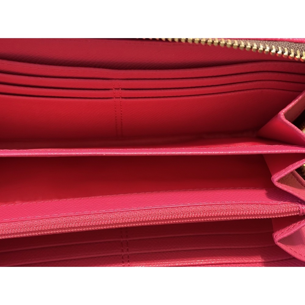 NEW Coach Accordion Zip Around Wallet Signature Canvas Brown / Dark Magenta - Picture 9 of 10